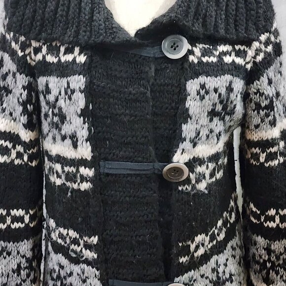 Cocogió Wool Alpaca Blend Knit Cardigan Sweater Size M Black White Made in Italy - Picture 10 of 12